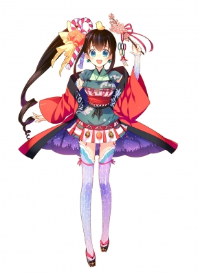 Anime CG Anime Pictures      181399
 667994   ( Anime CG Anime Pictures      ) 181399   : Mizuno  Pixiv 6706416 
black hair blue eyes blush curly happy jewelry long ribbon sandals short kimono side tail skirt thigh highs   anime picture