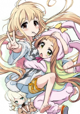 The Idolmaster Cinderella Girls : Futaba Anzu Ichihara Nina Yusa Kozue 181407
 668008  the idolmaster cinderella girls  futaba anzu ichihara nina yusa kozue   ( Anime CG Anime Pictures      ) 181407   : Kingin
ahoge animal suit barefoot blonde hair blue eyes blush brown dress eating fang group hug long ribbon twin tails yellow   anime picture