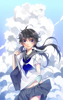 Anime CG Anime Pictures      181410
 668009   ( Anime CG Anime Pictures      ) 181410   : Hakuri
ahoge black hair headphones long purple eyes school bag seifuku sky surprised twin tails   anime picture