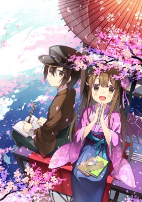 Anime CG Anime Pictures      181453
 668051   ( Anime CG Anime Pictures      ) 181453   : Mu Xia Mao
blush book flower happy hat kimono long hair sakura short side tail sky umbrella   anime picture