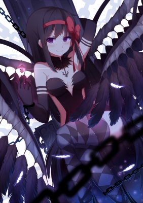 Puella Magi Madoka Magica : Akemi Homura 181454
 668055  puella magi madoka magica  akemi homura   ( Anime CG Anime Pictures      ) 181454   : Riki to
black hair blush chain dress gloves band long purple eyes ribbon smile thigh highs wings   anime picture