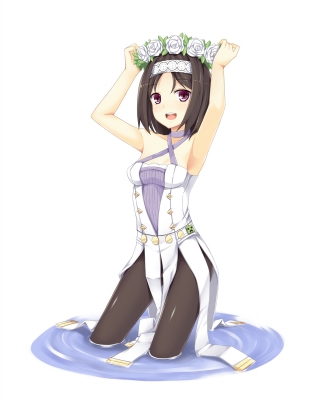 Unlight :  181470
 668069  unlight   ( Anime CG Anime Pictures      ) 181470   : Nana SS
black hair blush flower band happy pantyhose purple eyes short water   anime picture