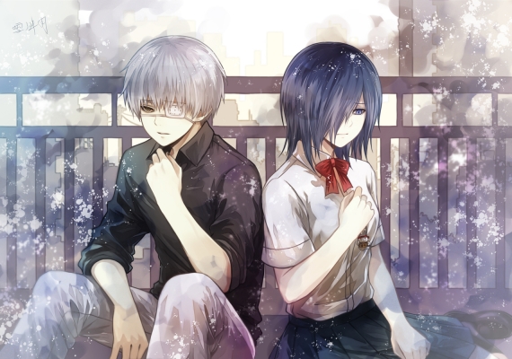 Tokyo Ghoul : Kaneki Ken Kirishima Touka 181487
 668086  tokyo ghoul  kaneki ken kirishima touka   ( Anime CG Anime Pictures      ) 181487   : Xue Lian Yue
black eyes blue hair eyepatch sad seifuku short white   anime picture