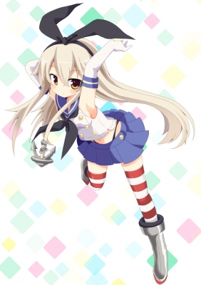 Kantai Collection : Shimakaze 181489
 668090  kantai collection  shimakaze   ( Anime CG Anime Pictures      ) 181489   : Nobuhara Masaki
anthropomorphism blonde hair boots gloves band long skirt thigh highs uniform yellow eyes   anime picture