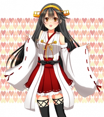 Kantai Collection : Haruna 181530
 668129  kantai collection  haruna   ( Anime CG Anime Pictures      ) 181530   : Sotogawa MAX
anthropomorphism black hair blush brown eyes happy headdress heart long skirt thigh highs   anime picture