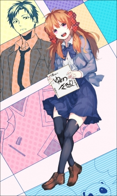 Gekkan Shoujo Nozaki kun : Nozaki Umetarou Sakura Chiyo 181543
 668144  gekkan shoujo nozaki kun  nozaki umetarou sakura chiyo   ( Anime CG Anime Pictures      ) 181543   : Chi Natsuya
black hair happy long orange purple eyes ribbon seifuku short thigh highs   anime picture