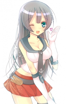 Kantai Collection : Haruna 181579
 668180  kantai collection  haruna   ( Anime CG Anime Pictures      ) 181579   : nan  
anthropomorphism black hair blush gloves green eyes happy heart long seifuku thigh highs wink   anime picture