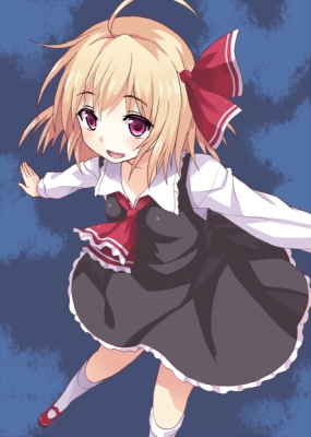 Touhou : Rumia 181590
 668194  touhou  rumia   ( Anime CG Anime Pictures      ) 181590   : Rasahan
ahoge blonde hair blush dress fang happy red eyes short tie   anime picture