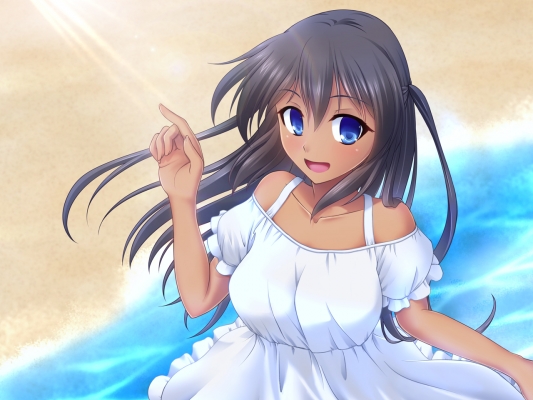 Captain Earth : Mutou Hana 181593
 668195  captain earth  mutou hana   ( Anime CG Anime Pictures      ) 181593   : Gain
beach black hair blue eyes blush dark skin dress happy long twin tails water   anime picture