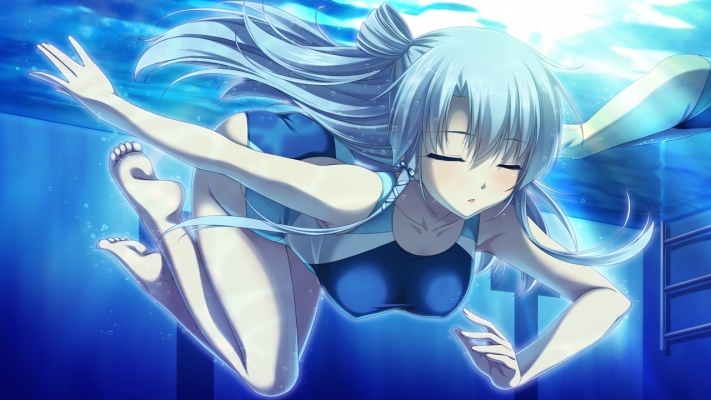 Saimin Enbu : Katsura Kaguya 181602
 668206  saimin enbu  katsura kaguya   ( Anime CG Anime Pictures      ) 181602   : Sayori
barefoot blue hair long mizugi pool ribbon side tail underwater wallpaper   anime picture