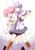 Akuma no Riddle : Azuma Tokaku Ichinose Haru 181379
boots pink hair purple eyes red seifuku short twin tails weapon   anime picture