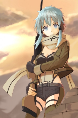 Sword Art Online : Sinon 181640
 668245  sword art online  sinon   ( Anime CG Anime Pictures      ) 181640   : TSURU  Pixiv 5051777 
blue eyes hair gloves gun hairpins jacket scarf short shorts sunset thigh highs   anime picture