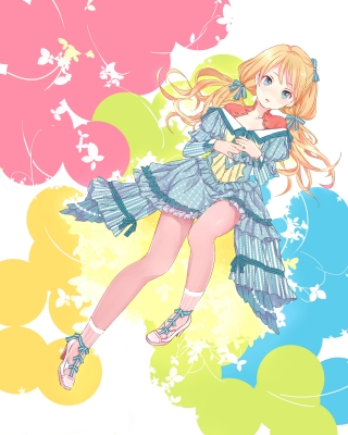 Anime CG Anime Pictures      181648
 668249   ( Anime CG Anime Pictures      ) 181648   : nica
blonde hair blue eyes blush dress high heels long pantyhose ribbon twin tails   anime picture