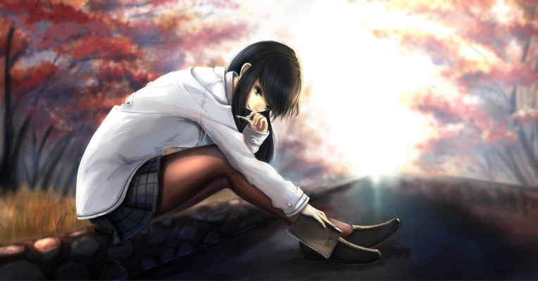 Anime CG Anime Pictures      181666
 668267   ( Anime CG Anime Pictures      ) 181666   : kikivi
black hair book brown eyes jacket long pantyhose skirt tree   anime picture