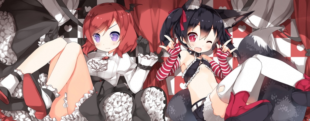 Love Live! School Idol Project : Nishikino Maki Yazawa Nico 181682
 668285  love live school idol project  nishikino maki yazawa nico   ( Anime CG Anime Pictures      ) 181682   : Saru     
black hair blush boots dress gloves neko mimi purple eyes red ribbon short shorts thigh highs twin tails wink   anime picture