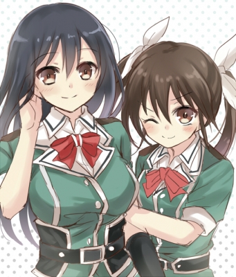 Kantai Collection : Chikuma Tone 181697
 668298  kantai collection  chikuma tone   ( Anime CG Anime Pictures      ) 181697   : Harimoji
anthropomorphism black hair blush brown eyes long ribbon smile twin tails uniform wink   anime picture