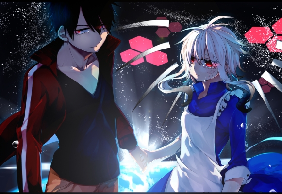 Kagerou Project : Kisaragi Shintaro Kozakura Mary 181718
 668310  kagerou project  kisaragi shintaro kozakura mary   ( Anime CG Anime Pictures      ) 181718   : Pineapple
albino apron black hair crying dress jacket red eyes short white   anime picture