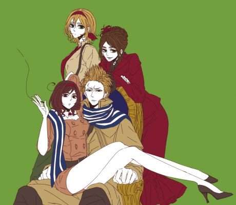 Axis Powers: Hetalia : Belgium Netherlands South Italy Spain 181769
 668372  axis powers hetalia  belgium netherlands south italy spain   ( Anime CG Anime Pictures      ) 181769   : Mozu  Pixiv743757 
blonde hair brown eyes genderswap green group band happy high heels scarf short uniform   anime picture