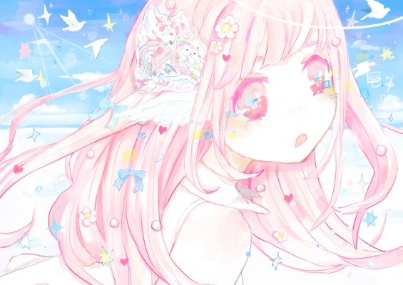 Anime CG Anime Pictures      181812
 668421   ( Anime CG Anime Pictures      ) 181812   : YUtuKI
blue eyes flower heart long hair neko pink red ribbon side tail sky stars stuffed animal tori wings   anime picture