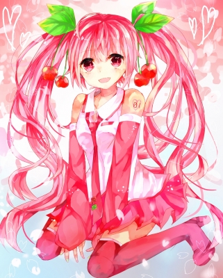 Vocaloid : Hatsune Miku Sakura Miku 181822
 668429  vocaloid  hatsune miku sakura miku   ( Anime CG Anime Pictures      ) 181822   : Gan Na Tang 
blush high heels long hair pink red eyes sakura thigh highs tie twin tails   anime picture