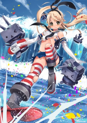 Kantai Collection : Rensouhou chan Shimakaze 181833
 668441  kantai collection  rensouhou chan shimakaze   ( Anime CG Anime Pictures      ) 181833   : Tsurushima Tatsumi
>,_<, anthropomorphism bikini blonde hair blush boots brown eyes fighting gloves band long skirt thigh highs water float weapon   anime picture