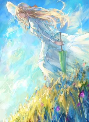 Anime CG Anime Pictures      181852
 668459   ( Anime CG Anime Pictures      ) 181852   : Tori  tori.  
blonde hair blue eyes dress flower hat long sky umbrella   anime picture