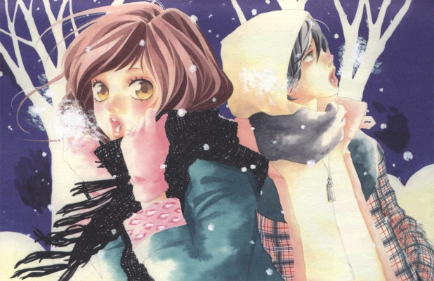 Ao Haru Ride : Tanaka Kou Yoshioka Futaba 181864
 668472  ao haru ride  tanaka kou yoshioka futaba   ( Anime CG Anime Pictures      ) 181864   : Io Sakisaka
black hair brown couple gloves manga scarf short sweater tree winter yellow eyes   anime picture