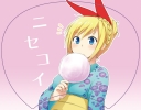 Nisekoi : Kirisaki Chitoge 181854
blonde hair blue eyes blush braids eating kimono odango ribbon short sweets   anime picture