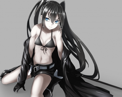 Black Rock Shooter : Black Rock Shooter 182163
 668775  black rock shooter  black rock shooter   ( Anime CG Anime Pictures      ) 182163   : Ojiya
bikini black hair blue eyes boots gloves jacket long shorts twin tails   anime picture