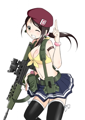 The Idolmaster Cinderella Girls : Yamato Aki 182164
 668779  the idolmaster cinderella girls  yamato aki   ( Anime CG Anime Pictures      ) 182164   : AIM 120C AMRAAM
blush brown hair green eyes gun hat jewelry long ponytail skirt smile thigh highs wink   anime picture