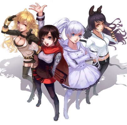 RWBY : Blake Belladonna Ruby Rose Weiss Schnee Yang Xiao Long 182173
 668787  rwby  blake belladonna ruby rose weiss schnee yang xiao long   ( Anime CG Anime Pictures      ) 182173   :  ELF 
black hair blonde blue eyes boots brown choker cloak grey group happy jewelry long pants pantyhose purple ribbon side tail skirt white wink   anime picture