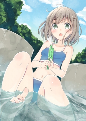 Yama no Susume : Yukimura Aoi 182283
 668900  yama no susume  yukimura aoi   ( Anime CG Anime Pictures      ) 182283   : Chamirai
barefoot bikini blush brown hair green eyes gun hairpins short sky tree water   anime picture