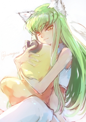 Code Geass : C.C. Cheese Kun 182292
 668910  code geass  c c cheese kun   ( Anime CG Anime Pictures      ) 182292   : STORMOON
green hair inu mimi long smile stuffed animal tail thigh highs yellow eyes   anime picture