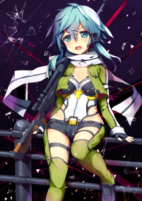 Sword Art Online : Sinon 182294
 668911  sword art online  sinon   ( Anime CG Anime Pictures      ) 182294   : Muyune
blue eyes hair blush gloves gun hairpins jacket scarf short shorts   anime picture