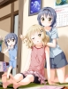 YuruYuri : Furutani Himawari Furutani Kaede Oomuro Sakurako 182360
barefoot blonde hair blue blush braids brown eyes dress flower group band hairpins long short shorts skirt stars sweatdrop twin tails wink   anime picture