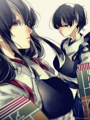 Kantai Collection : Akagi Kaga 182375
 668996  kantai collection  akagi kaga   ( Anime CG Anime Pictures      ) 182375   : deco
anthropomorphism black eyes hair brown long short side tail skirt   anime picture