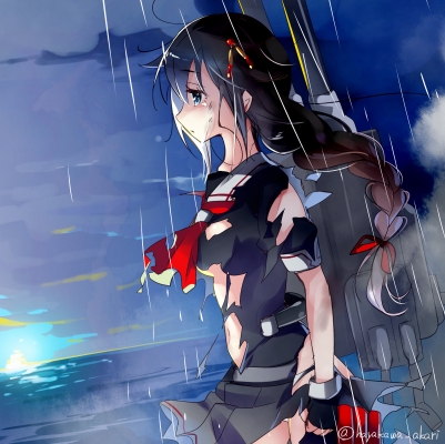 Kantai Collection : Shigure 182585
 669222  kantai collection  shigure   ( Anime CG Anime Pictures      ) 182585   : Hayakawa Akari
ahoge anthropomorphism black hair blue eyes braids gloves long rain sky uniform water weapon   anime picture