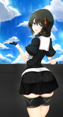 Kantai Collection : Shigure 182594
 669228  kantai collection  shigure   ( Anime CG Anime Pictures      ) 182594   : Inu3i
ahoge anthropomorphism black hair blue eyes braids gloves happy long rain sky uniform   anime picture