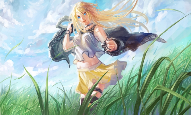 Vocaloid : Lily 182596
 669231  vocaloid  lily   ( Anime CG Anime Pictures      ) 182596   : Yamakawa Umi
blonde hair blue eyes choker long skirt sky smile   anime picture