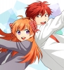 Gekkan Shoujo Nozaki kun : Mikoshiba Mikoto Sakura Chiyo 182601
ahoge happy long hair orange purple eyes red ribbon seifuku short   anime picture