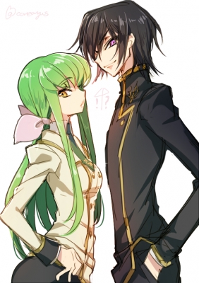 Code Geass : C.C. Lelouch Lamperouge 182649
 669270  code geass  c c lelouch lamperouge   ( Anime CG Anime Pictures      ) 182649   : STORMOON
black hair green long ponytail purple eyes ribbon seifuku short smile yellow   anime picture