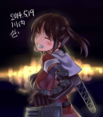 Kantai Collection : Sendai 183041
 669669  kantai collection  sendai   ( Anime CG Anime Pictures      ) 183041   : Kasei
anthropomorphism blush brown hair gloves short side tail smile weapon ^_^   anime picture