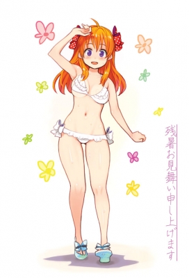 Gekkan Shoujo Nozaki kun : Sakura Chiyo 183044
 669672  gekkan shoujo nozaki kun  sakura chiyo   ( Anime CG Anime Pictures      ) 183044   : Ryoji  ATTIC WORK SPACE 
ahoge bikini blush happy long hair orange purple eyes ribbon sandals sweatdrop   anime picture