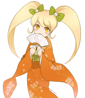 Super Dangan Ronpa 2 : Saionji Hiyoko 183049
 669677  super dangan ronpa 2  saionji hiyoko   ( Anime CG Anime Pictures      ) 183049   : Ebiniru
:3 blonde hair blush fan flower kimono long orange eyes ribbon smile twin tails   anime picture