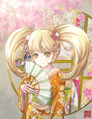 Super Dangan Ronpa 2 : Saionji Hiyoko 183052
 669679  super dangan ronpa 2  saionji hiyoko   ( Anime CG Anime Pictures      ) 183052   : Suzuya  Pixiv3024774 
blonde hair fan flower kimono long orange eyes ribbon smile tree twin tails   anime picture