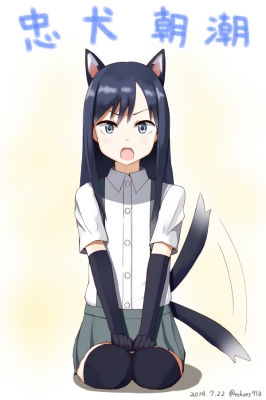 Kantai Collection : Asashio 183229
 669861  kantai collection  asashio   ( Anime CG Anime Pictures      ) 183229   : Sui  Tsuruhibiki 
animal ears anthropomorphism black hair blue eyes blush gloves long skirt tail thigh highs   anime picture