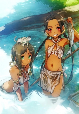 Anime CG Anime Pictures      183542
 670177   ( Anime CG Anime Pictures      ) 183542   : BUNBUN
ahoge animal braids dark skin green eyes happy long hair red skirt twin tails water wet   anime picture