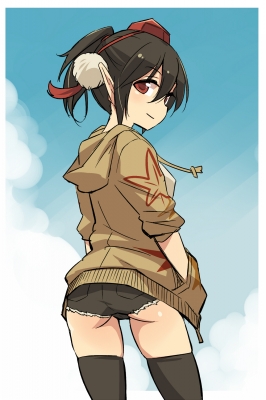 Touhou : Shameimaru Aya 183556
 670192  touhou  shameimaru aya   ( Anime CG Anime Pictures      ) 183556   : Yudepii
black hair blush hat hoodie pointy ears ponytail red eyes short shorts sky smile thigh highs   anime picture