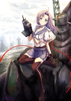 Kantai Collection : Kinugasa 183817
 670459  kantai collection  kinugasa   ( Anime CG Anime Pictures      ) 183817   : Zhen Long
ahoge anthropomorphism gloves green eyes long hair purple sandals smile thigh highs uniform weapon   anime picture