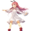 Senyuu. : Ruki 183622
boots dress happy hoodie long hair pink pointy ears purple eyes wings   anime picture